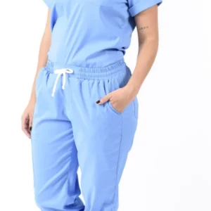 Jogger Licrado Pantalón Y Blusa Dama En Antifluidos Azul Medio Fuerte