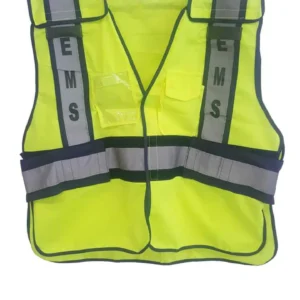 Chaleco De Seguridad Ansi Tejido De Poliéster Amarillo Con Ribete Reflectante, Delineado En Azul Marino