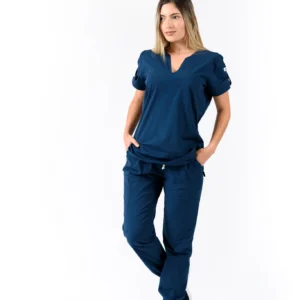 Jogger Pantalón Y Blusa Dama En Algodón Teñido Azul Oscuro
