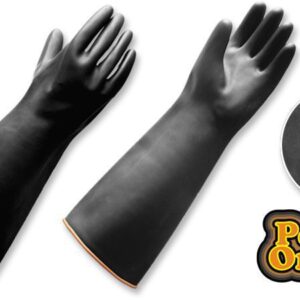 Guantes Caucho Negro Liso Reverso Naranja Largo: 16 40.64cm Borde Rodillo Powerorange