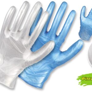 Guantes De Vinilo Para Uso Doméstico Disponibles En Colores Azul Y Blanco