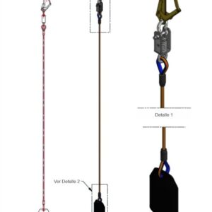 Kit Línea De Vida Vertical En Cable De Acero Inoxidable 5/6.