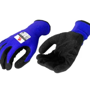Guante Fir Blue En Poliéster Azul Recubierto En Látex Negro Corrugado.