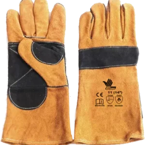 Guante Soldador Amarillo Con Refuerzo En Palma Con Dulceabrigo 14″