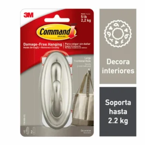 Command™ Gancho Tradicional, Grande, Niquel Pulido