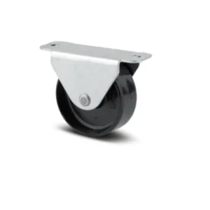Rodachina fija con plataforma de 45x20 mm y rueda de nylon negra 