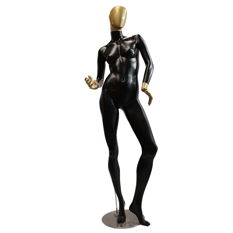 maniqui mujer bicolor negro dorada